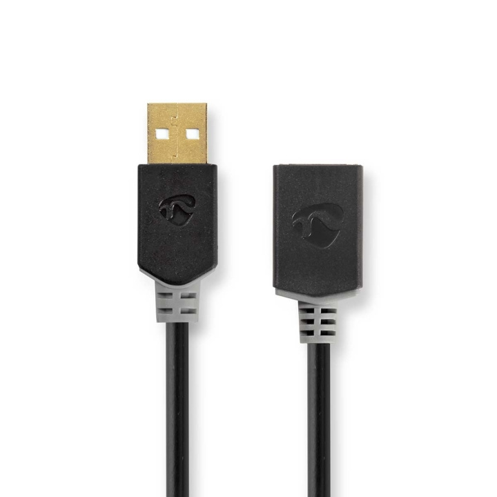 Nedis USB kaapeli | USB 2.0 | USB-A Uros | USB-A Naaras | 480 Mbps | Kullattu | 2.00 m | Pyöreä | PVC | Antrasiitti | Laatikko ryhmässä TIETOKOONET & TARVIKKEET / Kaapelit & Sovittimet / USB / USB-A / Kaapelit @ TP E-commerce Nordic AB (C66058)