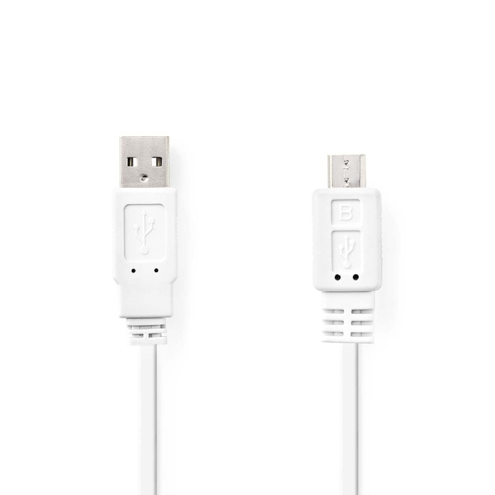 Nedis USB kaapeli | USB 2.0 | USB-A Uros | USB Micro-B Uros | 480 Mbps | Niklattu | 1.00 m | Litteä | PVC | Valkoinen | Muovipussi ryhmässä ÄLYPUHELIMET JA TABLETIT / Laturit & Kaapelit / Kaapelit / MicroUSB-kaapelit @ TP E-commerce Nordic AB (C66155)