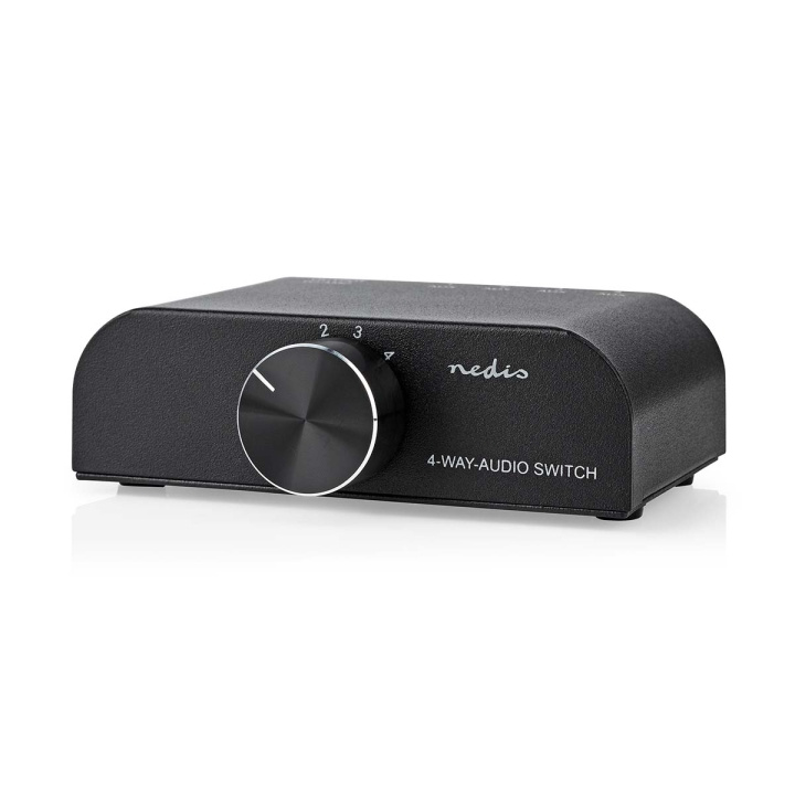Nedis Analoginen audiokytkin | 4-Porttinen port(s) | Tuloliitäntä: 1x 3.5 mm Audio tulo / 3x (2x RCA Naaras) | Lähtöliitäntä: 1x (2x RCA naaras | Ohjekirja | Metalli | Antrasiitti ryhmässä TIETOKOONET & TARVIKKEET / Tietokoneen komponentit / Äänikortit @ TP E-commerce Nordic AB (C67493)