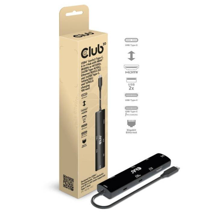Club 3D 6-in-1 Hub telakointiasema ryhmässä TIETOKOONET & TARVIKKEET / Kannettavat tietokoneet & tarvikkeet / Telakka @ TP E-commerce Nordic AB (C67847)