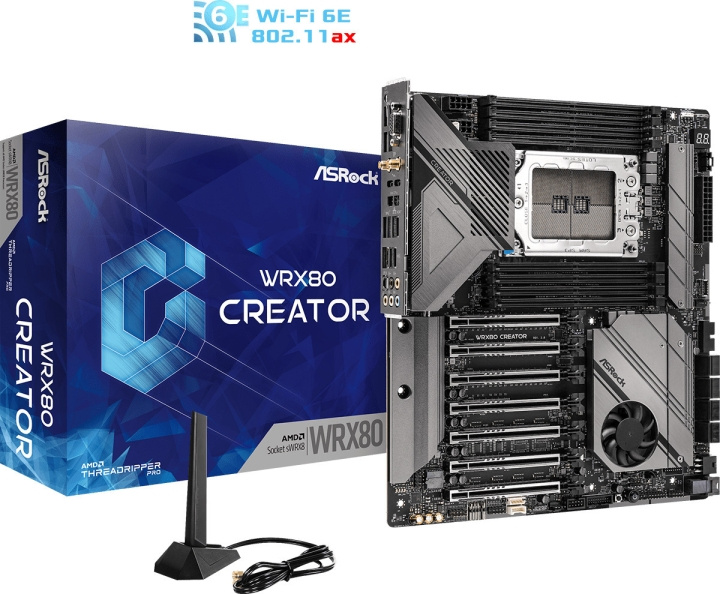 ASRock WRX80 Creator R2.0 E-ATX -emolevy ryhmässä TIETOKOONET & TARVIKKEET / Tietokoneen komponentit / Emolevyt @ TP E-commerce Nordic AB (C68430)