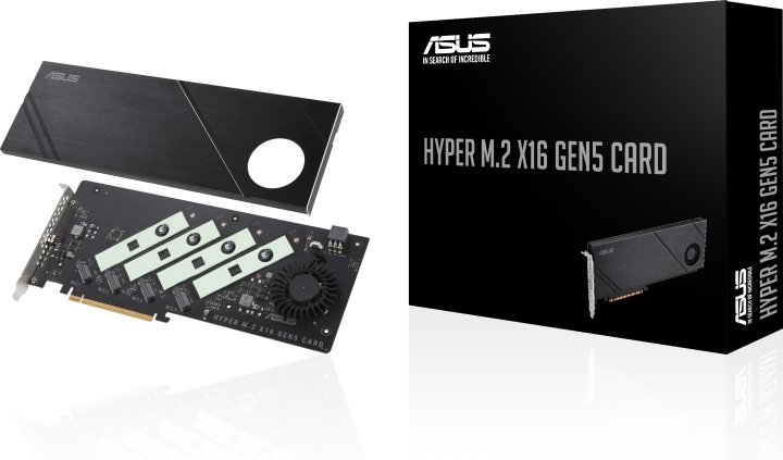 ASUS Hyper M.2 x16 Gen5 Card -adapteri ryhmässä TIETOKOONET & TARVIKKEET / Tietokoneen komponentit / Emolevyt @ TP E-commerce Nordic AB (C68621)