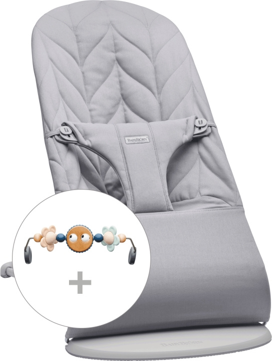 BabyBjörn Bliss Woven Bundle -sitteri + lelu, Light Grey/Googly Eyes(pastelli)