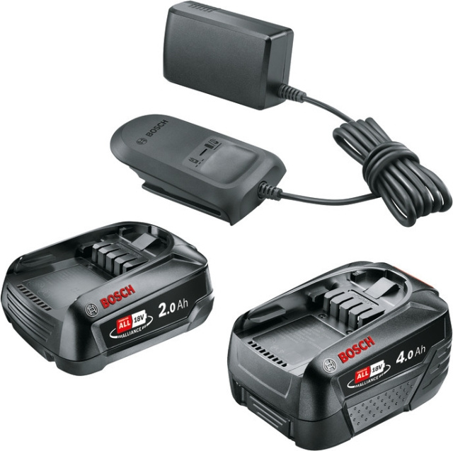 Bosch 18V Li-ion -akkulaturipaketti, 2,0 Ah + 4,0 Ah akut ja AL 18V-20 -laturi ryhmässä KOTI, TALOUS JA PUUTARHA / Työkalut & Tee itse / Paristot ja akut sähkötyökaluihin @ TP E-commerce Nordic AB (C69514)