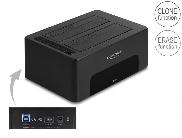 DeLOCK Dual Docking Station for 2 x SATA HDD / SSD ryhmässä TIETOKOONET & TARVIKKEET / Kannettavat tietokoneet & tarvikkeet / Telakka @ TP E-commerce Nordic AB (C70522)