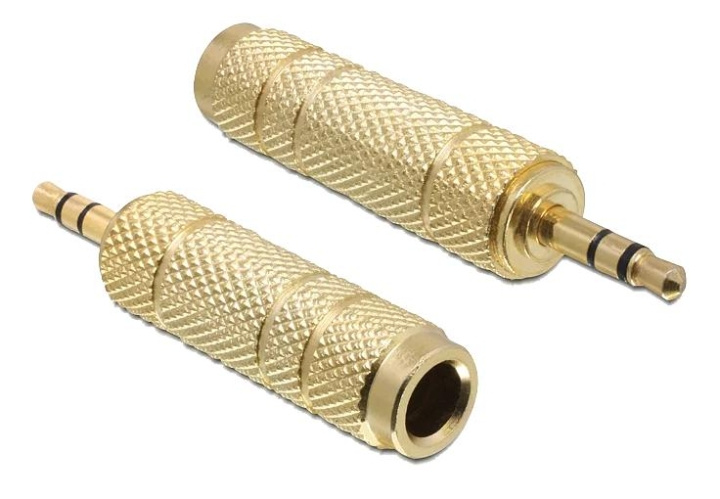 DeLOCK Adapter Stereo plug 3.5mm 3pin-Stereo jack 6.35mm 3pin metal ryhmässä KODINELEKTRONIIKKA / Kaapelit & Sovittimet / Analoginen ääni / Sovittimet @ TP E-commerce Nordic AB (C70625)