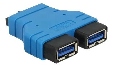 DeLOCK Adapter USB 3.0 pin header female > 2xUSB 3.0 Type-A female ryhmässä TIETOKOONET & TARVIKKEET / Kaapelit & Sovittimet / USB / USB-A / Sovittimet @ TP E-commerce Nordic AB (C70634)
