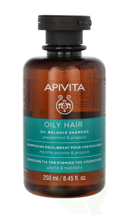 Apivita Oil Balance Shampoo 250 ml Peppermint & Propolis ryhmässä KAUNEUS JA TERVEYS / Hiukset &Stailaus / Hiustenhoito / Shampoo @ TP E-commerce Nordic AB (C76313)