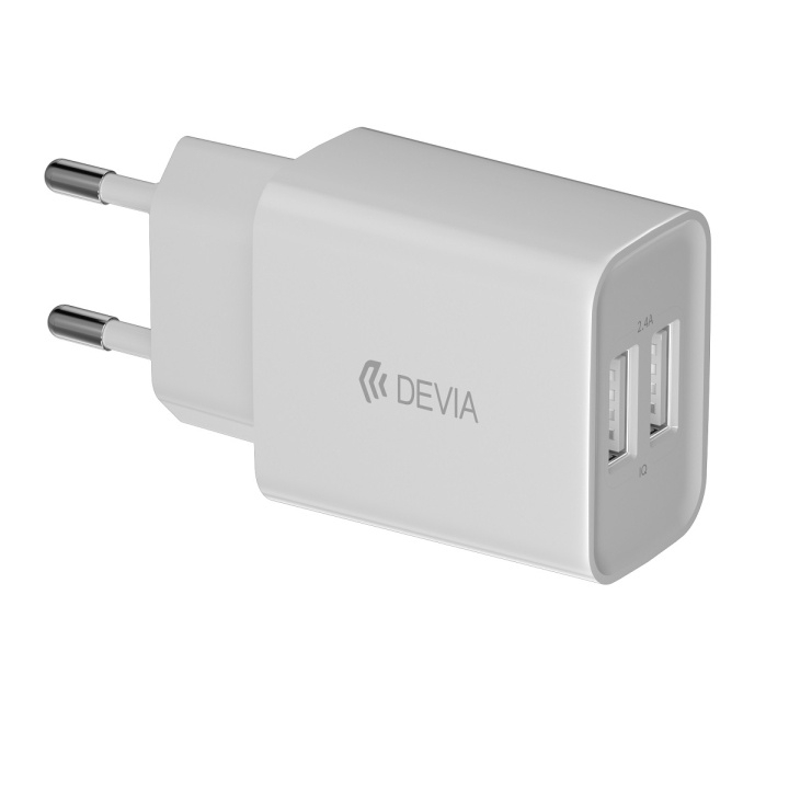 Devia seinälaturi Smart 2x USB 2.4A valkoinen ryhmässä ÄLYPUHELIMET JA TABLETIT / Laturit & Kaapelit / Seinälaturi / Seinälaturi USB @ TP E-commerce Nordic AB (C78660)