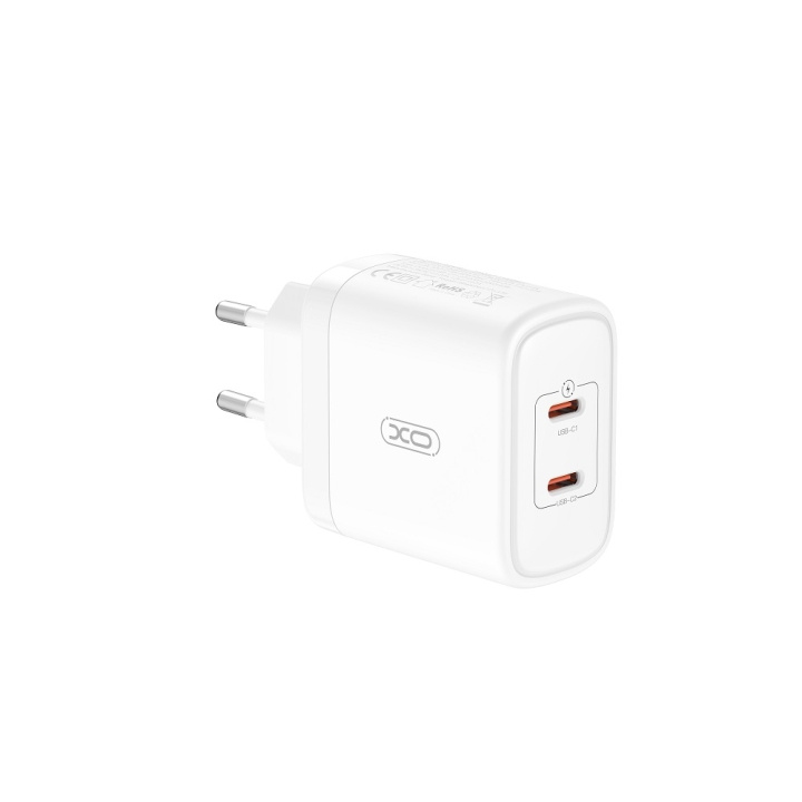 Xo seinälaturi CE08 PD 50W 2x USB-C valkoinen ryhmässä ÄLYPUHELIMET JA TABLETIT / Laturit & Kaapelit / Seinälaturi / Seinälaturi Type C @ TP E-commerce Nordic AB (C79265)