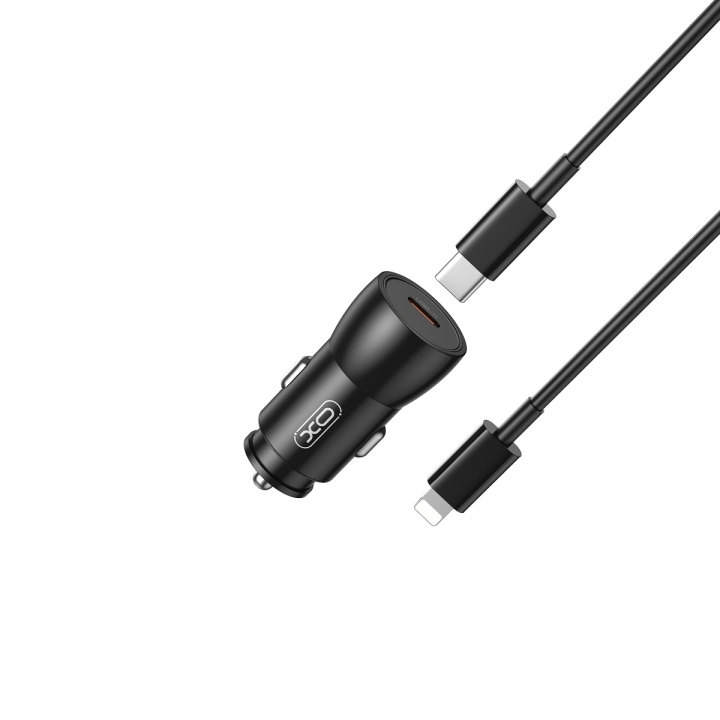XO billaddare CC57 PD 25W 1x USB-C svart + USB-C - Lightning-kabel ryhmässä ÄLYPUHELIMET JA TABLETIT / Laturit & Kaapelit / Autolaturi / Autolaturi Tyyppi C @ TP E-commerce Nordic AB (C79285)