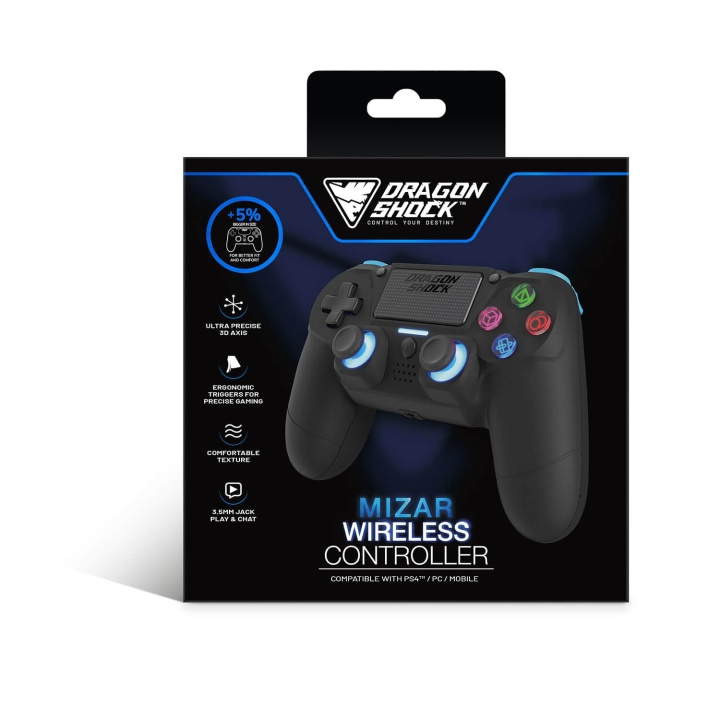 DragonShock Controller Mizar Wireless BT for PS4 Black ryhmässä KODINELEKTRONIIKKA / Pelikonsolit & Tarvikkeet / Sony PlayStation 4 / Tarvikkeet @ TP E-commerce Nordic AB (C79476)