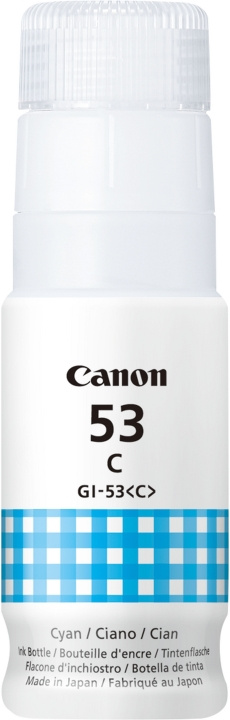 Canon GI-53C -mustepullo, syaani ryhmässä TIETOKOONET & TARVIKKEET / Tulostimet & Tarvikkeet / Musteet ja väriaineet / Mustepatruunat / Canon @ TP E-commerce Nordic AB (C80334)