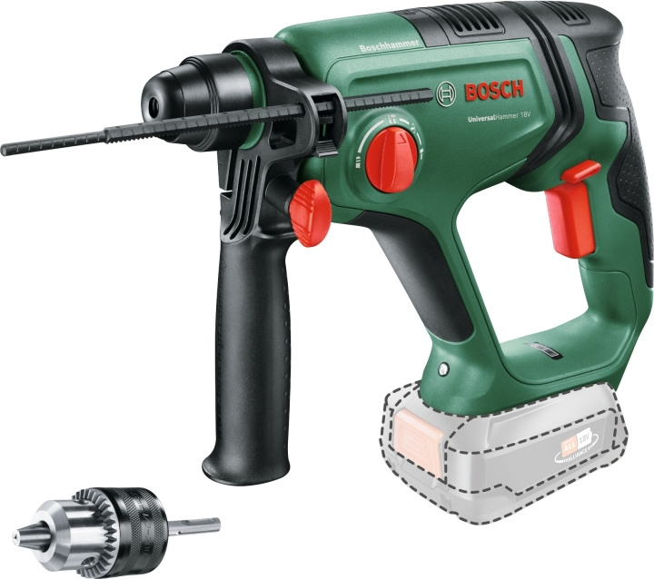 Bosch UniversalHammer 18V -akkuporavasara, solo + adapteri ryhmässä KOTI, TALOUS JA PUUTARHA / Työkalut & Tee itse / Porakoneet @ TP E-commerce Nordic AB (C80351)