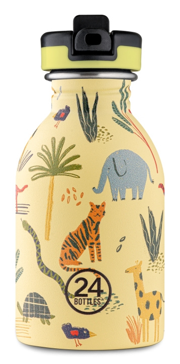 24Bottles - Kids Collection - Urban Bottle 250 ml urheilukannella - Jungle Friends (24B933) - Viidakon ystävät (24B933) ryhmässä URHEILU, VAPAA-AIKA JA HARRASTUS / Ulkoilu / Termos- ja vesipullot @ TP E-commerce Nordic AB (C80741)