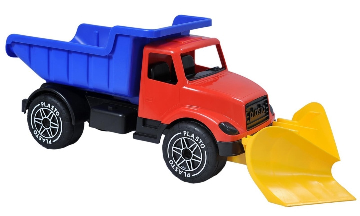 Plasto Stor plogbil 82 cm, röd hytt med blått tippbart flak, tysta hjul ryhmässä LELUT, TUOTTEET LAPSILLE JA VAUVOILLE / Leikkikalut, Askartelu &Pelit / Leikkiautot @ TP E-commerce Nordic AB (C81738)