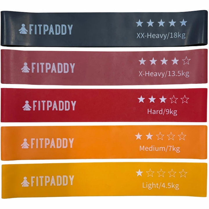 Fitpaddy Elastiska Band Set 5st ryhmässä URHEILU, VAPAA-AIKA JA HARRASTUS / Kuntoilutarvikkeet / Muut @ TP E-commerce Nordic AB (C82832)
