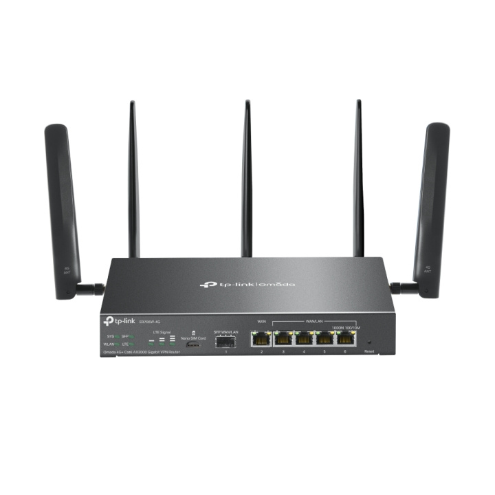 TP-Link AX3000 Omada 4G+ Cat6 Gigabit VPN-reititin /ER706W-4G ryhmässä TIETOKOONET & TARVIKKEET / Verkko / Reititin @ TP E-commerce Nordic AB (C83935)