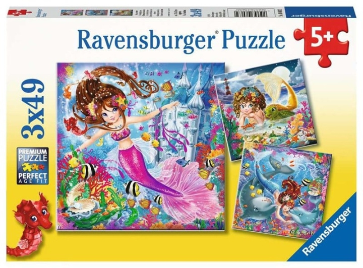 Ravensburger Hurmaavat merenneitoja 3x49p - 08063 ryhmässä LELUT, TUOTTEET LAPSILLE JA VAUVOILLE / Leikkikalut, Askartelu &Pelit / Lasten palapeli @ TP E-commerce Nordic AB (C85773)