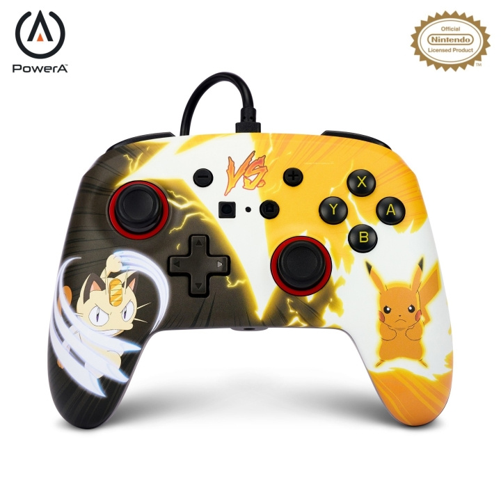 PowerA Parannettu langallinen ohjain - Nintendo Switch - Pikachu vs. Meowth ryhmässä KODINELEKTRONIIKKA / Pelikonsolit & Tarvikkeet / Nintendo Switch / Tarvikkeet @ TP E-commerce Nordic AB (C86202)