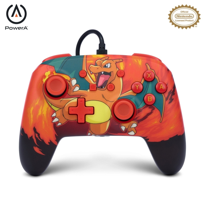 PowerA Parannettu langallinen ohjain - Nintendo Switch - Charizard Vortex ryhmässä KODINELEKTRONIIKKA / Pelikonsolit & Tarvikkeet / Nintendo Switch / Tarvikkeet @ TP E-commerce Nordic AB (C86203)