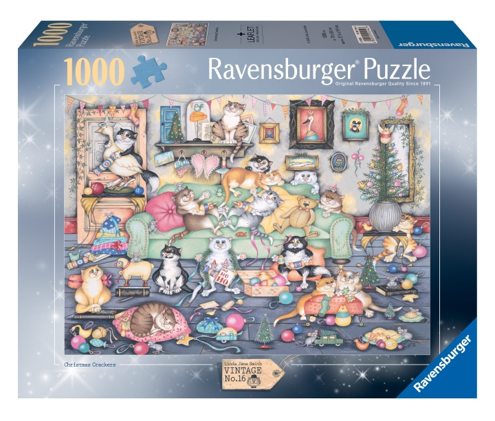 Ravensburger Puzzle Crazy Cats Christmas Crackers 1000p (12001244) ryhmässä URHEILU, VAPAA-AIKA JA HARRASTUS / Harrastus / Palapeli @ TP E-commerce Nordic AB (C86599)