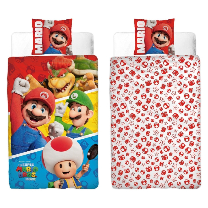 Super Mario Vuodevaatteet - aikuisten koko 140 x 200 cm - Super Mario (SMM003) ryhmässä LELUT, TUOTTEET LAPSILLE JA VAUVOILLE / Lasten tekstiilit / Sänkyvaatteet / Vuodevaatteet junioreille @ TP E-commerce Nordic AB (C87678)