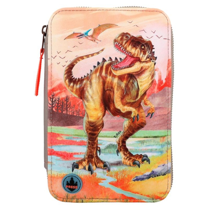 Dino World Kolminkertainen kynäkotelo LED Khaki Brown (412381) ryhmässä LELUT, TUOTTEET LAPSILLE JA VAUVOILLE / Leikkikalut, Askartelu &Pelit / Penaali @ TP E-commerce Nordic AB (C90209)