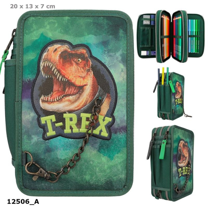 Dino World Kolminkertainen kynäkotelo - T-REX - vihreä -( 0412506 ) ryhmässä LELUT, TUOTTEET LAPSILLE JA VAUVOILLE / Leikkikalut, Askartelu &Pelit / Penaali @ TP E-commerce Nordic AB (C90270)