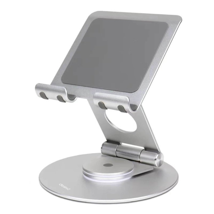 Desire2 Dual Pivot 360 -teline tableteille ja puhelimille, hopea ryhmässä ÄLYPUHELIMET JA TABLETIT / Muut tarvikkeet / Telakat, Jalustat & Pidikkeet @ TP E-commerce Nordic AB (C90692)