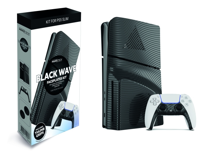 Maxx Tech PS5 Slim Faceplates + ohjaimen etulevyt - Black Wave - musta aalto ryhmässä KODINELEKTRONIIKKA / Pelikonsolit & Tarvikkeet / Sony PlayStation 5 / Tarvikkeet @ TP E-commerce Nordic AB (C93178)