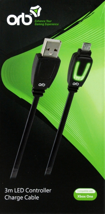 ORB Xbox One - LED-ohjaimen latauskaapeli 3m (ORB) ryhmässä KODINELEKTRONIIKKA / Pelikonsolit & Tarvikkeet / Xbox One / Tarvikkeet @ TP E-commerce Nordic AB (C93284)