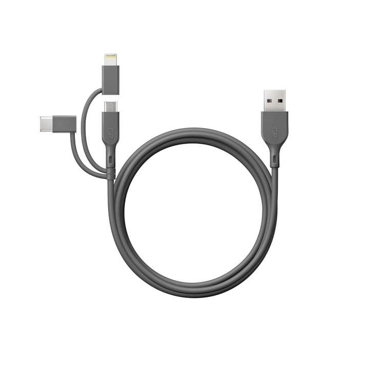 GP Cable USB-A to USB-C 3-in-1 Micro-USB + Lightning CY1N 1m ryhmässä TIETOKOONET & TARVIKKEET / Kaapelit & Sovittimet / USB / USB-C @ TP E-commerce Nordic AB (C94733)