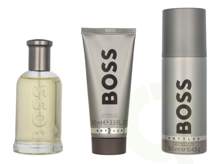 Hugo Boss Bottled Giftset 350 ml Edt Spray 100ml/Shower Gel 100ml/Deo Spray 150ml ryhmässä KAUNEUS JA TERVEYS / Lahjapakkaukset / Miesten lahjapakkaukset @ TP E-commerce Nordic AB (C95014)