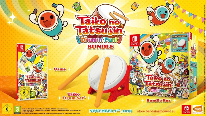 Taiko no Tatsujin: Drum \'n\' Fun! Bundle (Switch) ryhmässä KODINELEKTRONIIKKA / Pelikonsolit & Tarvikkeet / Nintendo Switch / Pelit @ TP E-commerce Nordic AB (D01189)