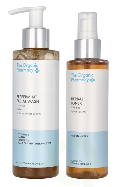 The Organic Pharmacy Hydra Cleanse Set 350 ml Peppermint Face wash 200 ml/Herbal Toner 150 ml ryhmässä KAUNEUS JA TERVEYS / Ihonhoito / Kasvot / Puhdistus @ TP E-commerce Nordic AB (D06267)
