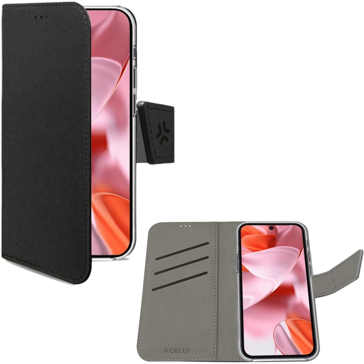 Celly Wallet Case Google Pixel 9 / Pixel 9 Pro Svart ryhmässä ÄLYPUHELIMET JA TABLETIT / Puhelimen suojakotelo / Google @ TP E-commerce Nordic AB (D09094)