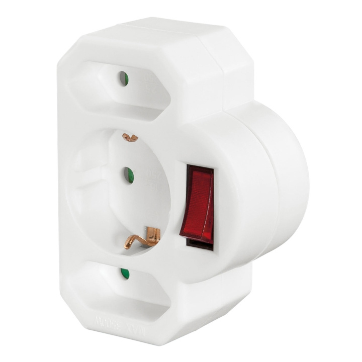 Hama Socket Adapter 3-way with Switch White ryhmässä KOTI, TALOUS JA PUUTARHA / Sähkö & Valaistus / Jatkojohdot @ TP E-commerce Nordic AB (D09252)