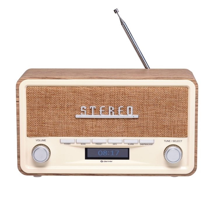 Denver DAB-18LW Radio Wood ryhmässä KODINELEKTRONIIKKA / Ääni & Kuva / Kotiteatteri, HiFi ja kannettavat / Radio & Herätyskellot / Radio @ TP E-commerce Nordic AB (D10336D)