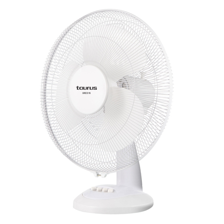 Taurus Pöytätuuletin Greco 16 Valkoinen 40cm ryhmässä KOTI, TALOUS JA PUUTARHA / Tuulettimet ja ilmastointilaitteet / Lämpöpuhaltimet @ TP E-commerce Nordic AB (D11367)