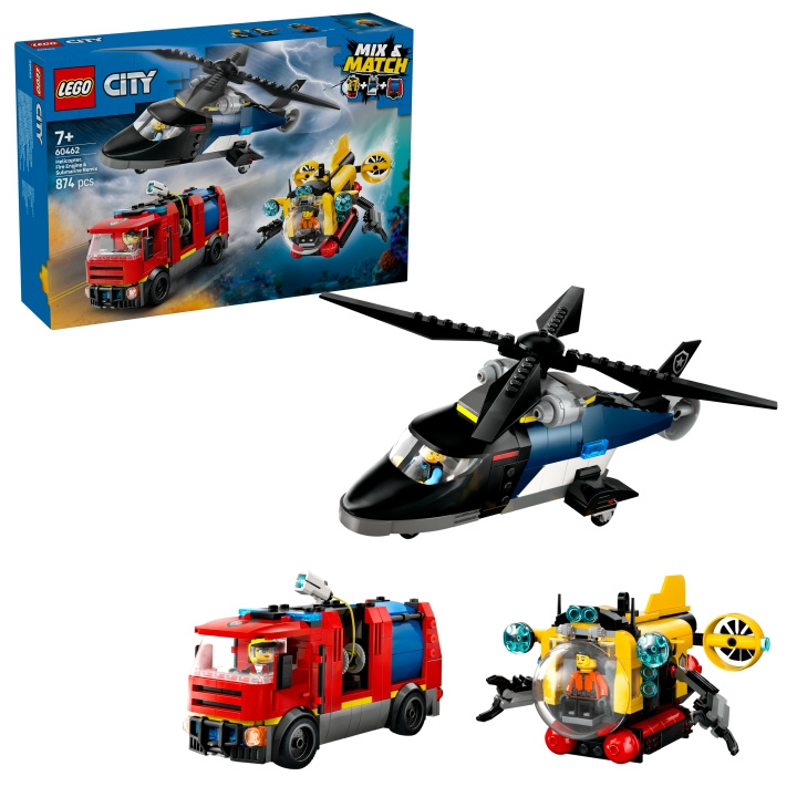 LEGO LEGO Kaupunki - Helikopteri, paloauto ja sukellusvene (60462) ryhmässä LELUT, TUOTTEET LAPSILLE JA VAUVOILLE / Leikkikalut, Askartelu &Pelit / Rakennuslelut / Lego @ TP E-commerce Nordic AB (D12299)