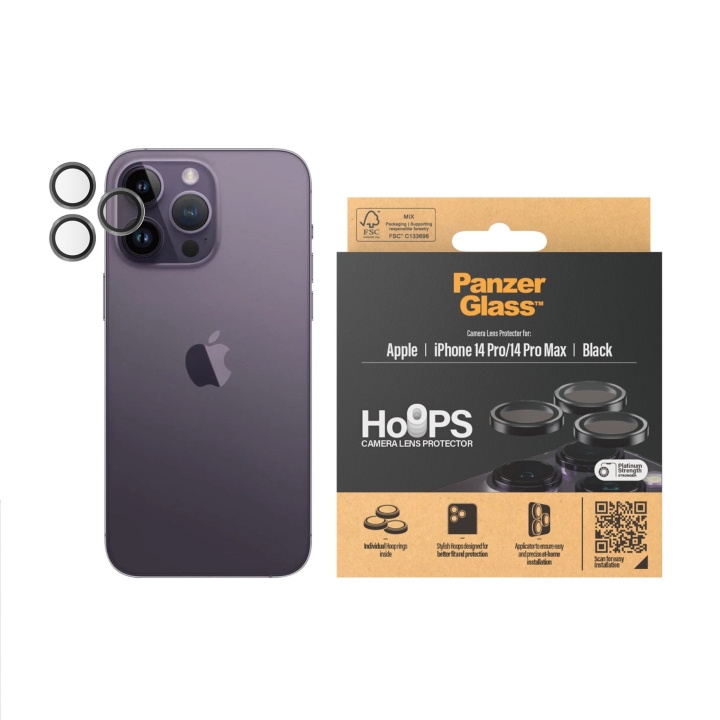PanzerGlass Hoops kameran objektiivisuoja iPhone 14 Pro/14 Pro Max - Musta ryhmässä ÄLYPUHELIMET JA TABLETIT / Puhelimen suojakotelo / Apple / iPhone 14 @ TP E-commerce Nordic AB (D12558)
