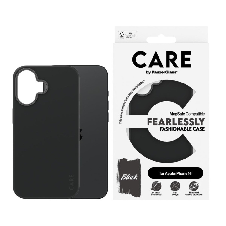 CARE by PanzerGlass - Kotelo - Musta ja MagSafe - iPhone 16 ryhmässä ÄLYPUHELIMET JA TABLETIT / Puhelimen suojakotelo / Apple / iPhone 16 @ TP E-commerce Nordic AB (D12565)