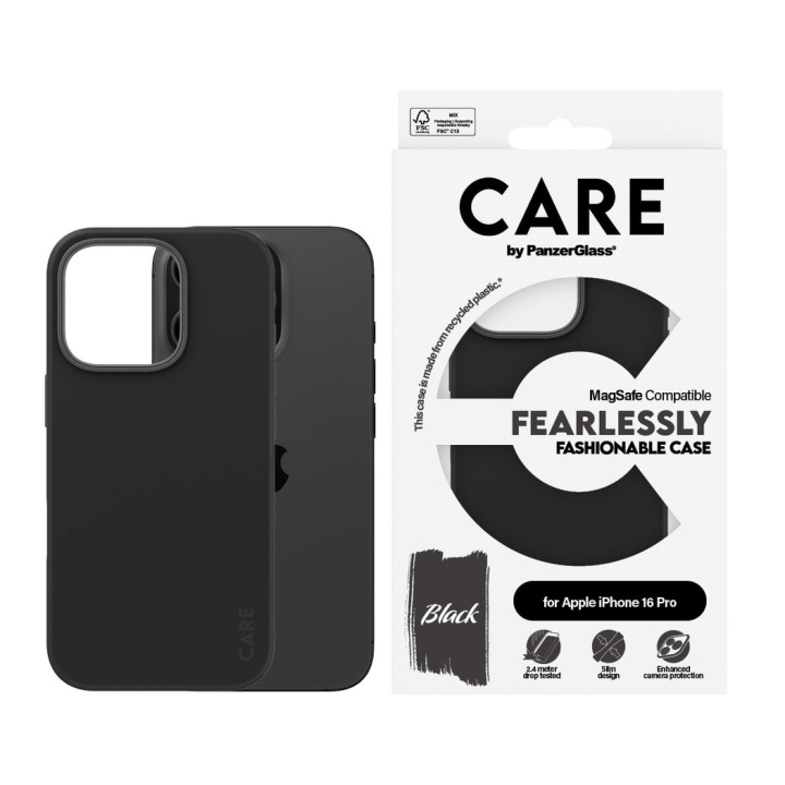 CARE by PanzerGlass - Kotelo - Musta - MagSafe - iPhone 16 Pro ryhmässä ÄLYPUHELIMET JA TABLETIT / Puhelimen suojakotelo / Apple / iPhone 16 @ TP E-commerce Nordic AB (D12571)