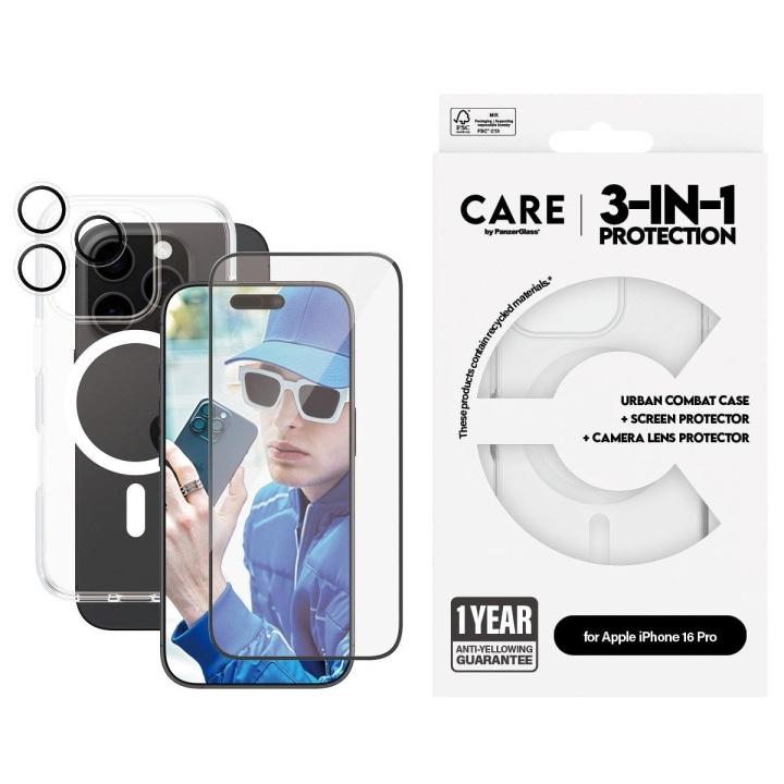 CARE by PanzerGlass - Lippulaiva 3-in-1 -paketti - iPhone 16 Pro ryhmässä ÄLYPUHELIMET JA TABLETIT / Puhelimen suojakotelo / Apple / iPhone 16 @ TP E-commerce Nordic AB (D12607)