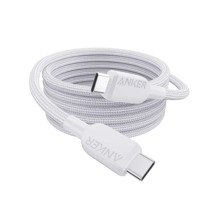 Anker USB-C-USB-C-kaapeli (6 jalkaa, 240 W, punottu) - Valkoinen ryhmässä TIETOKOONET & TARVIKKEET / Kaapelit & Sovittimet / USB / USB-C @ TP E-commerce Nordic AB (D12698)