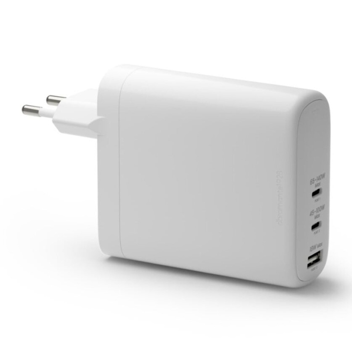 dbramante1928 Re-charge - seinälaturi GaN - USB-C 140W+100W+18W EU - Valkoinen ryhmässä ÄLYPUHELIMET JA TABLETIT / Laturit & Kaapelit / Seinälaturi / Seinälaturi Type C @ TP E-commerce Nordic AB (D12816)