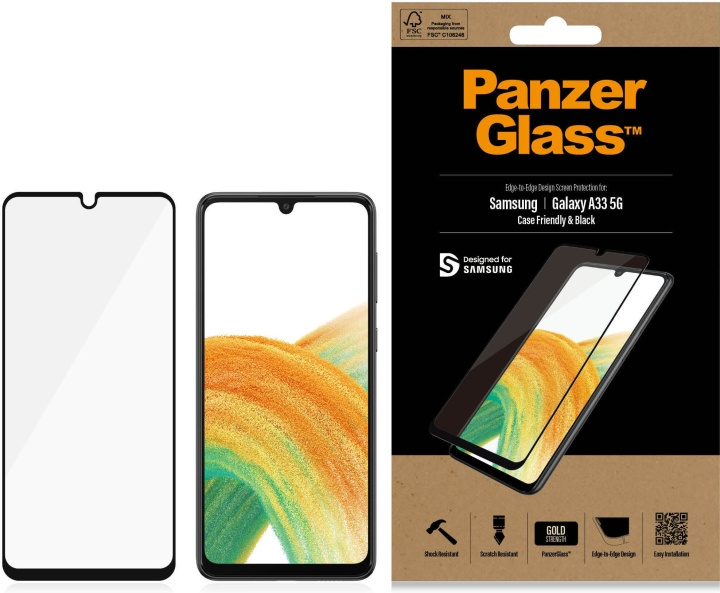 PanzerGlass panssarilasi, Samsung Galaxy A33 5G, musta kehys ryhmässä ÄLYPUHELIMET JA TABLETIT / Puhelimen suojakotelo / Samsung @ TP E-commerce Nordic AB (D13456)