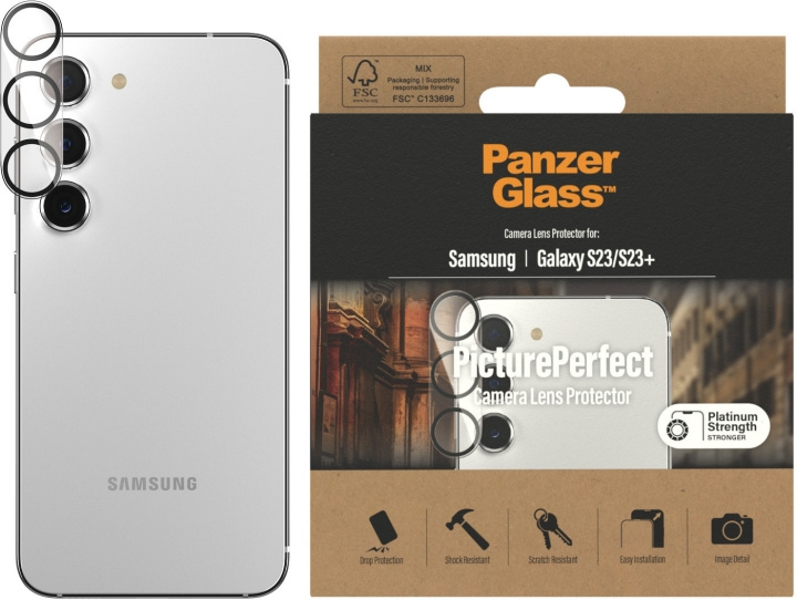 PanzerGlass PicturePerfect -kameran linssinsuoja, Samsung Galaxy S23 / S23+ ryhmässä ÄLYPUHELIMET JA TABLETIT / Puhelimen suojakotelo / Samsung @ TP E-commerce Nordic AB (D13476)