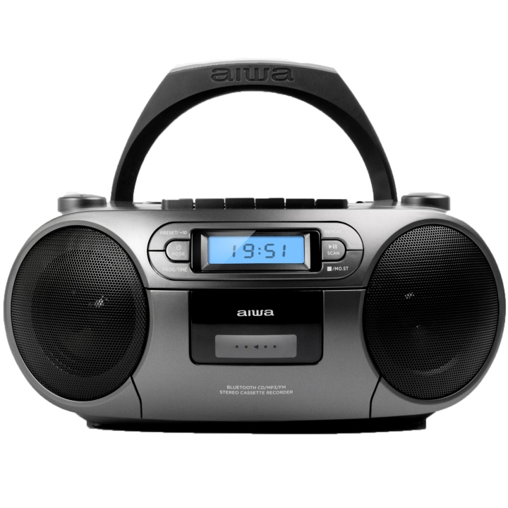 AIWA Kassettradio CD/FM-radio/Kassettband/USB/BT Mörkgrå ryhmässä KODINELEKTRONIIKKA / Ääni & Kuva / Kotiteatteri, HiFi ja kannettavat / Compact Stereo & Levysoitin @ TP E-commerce Nordic AB (D13562)